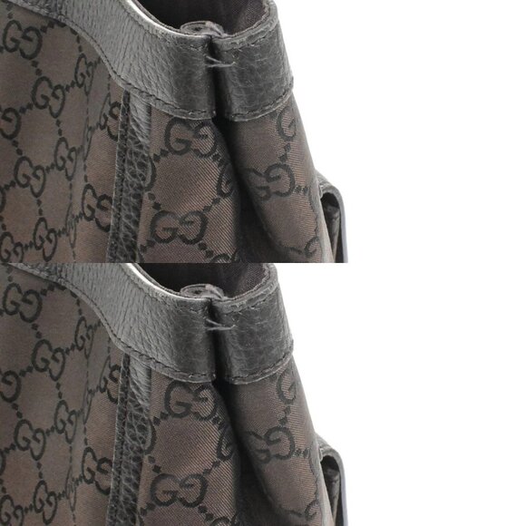 GUCCI Logo GG Pattern Shoulder Tote Bag Nylon Leather Brown Italy 80YH158 - Picture 3 of 15